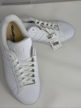 adidas White Low-Top Cloudfoam Comfort Sneakers Grand Court 2.0 comes with box